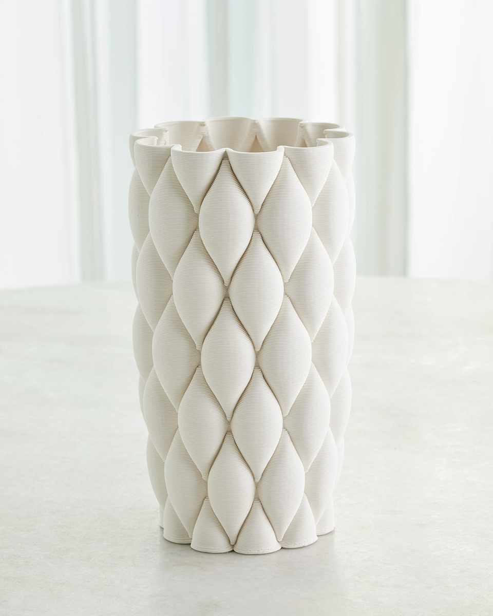 Pillowed 3D Printed Vase, Tall 11"